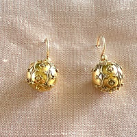 Image 1 of GOLD GRAULATED SPHERE EARRINGS