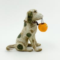 Image 2 of Large Antique Inspired Spotted Trick or Treat Dog(free-standing figure)
