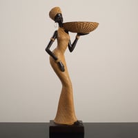 Image 3 of African Tribal Home Decor, Vintage Woven Pattern Resin Sculpture, Bohemian Living Room Entryway Deco