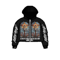 hidden potential pray cropped zip up hoodie 