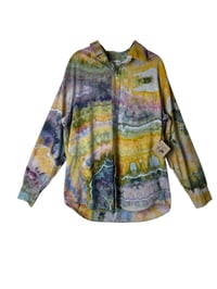 Image 2 of ♻️ UPCYCLED M Men's Button Front Shirt in Appalachian Sunset Geode Ice Dye