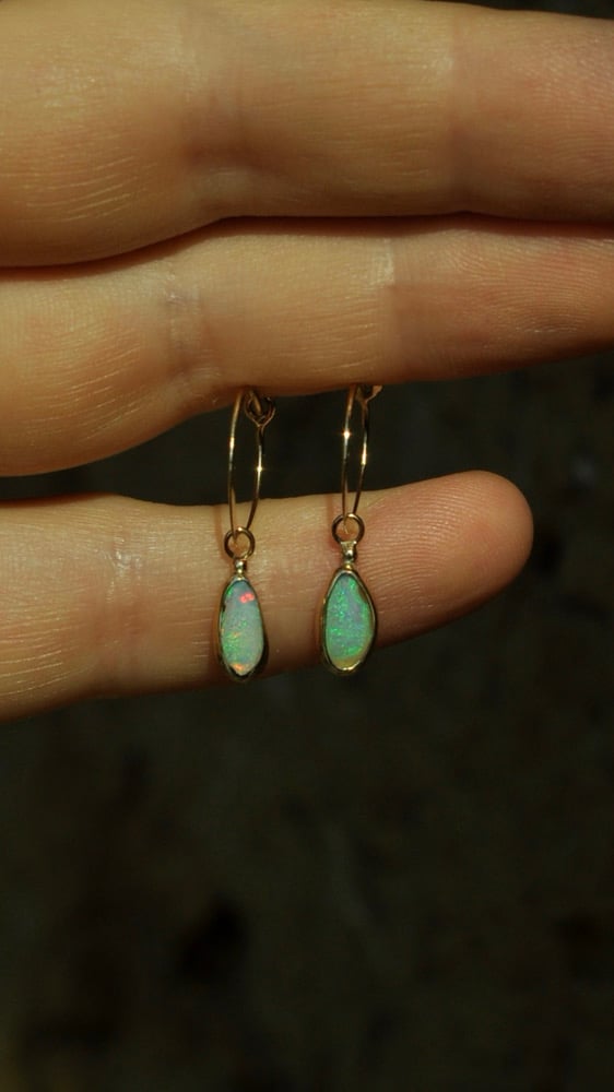 Image of Opal Gold hoops 