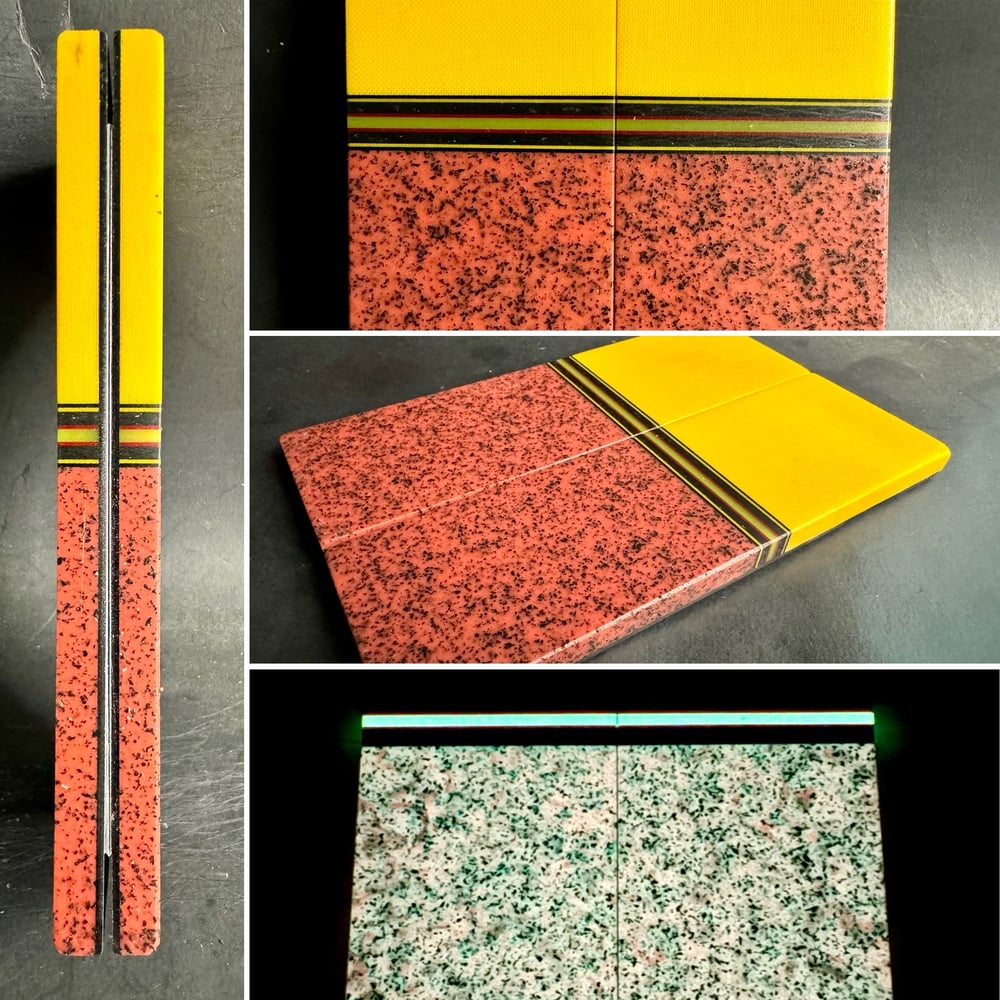 Image of Linen Micarta & Red GLOW Grip-Tec Segmented Knife Scales