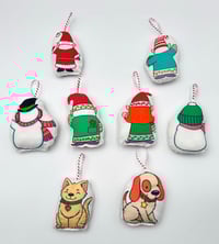 Image 3 of Red Stocking with Red Pocket and Sewn Ornaments