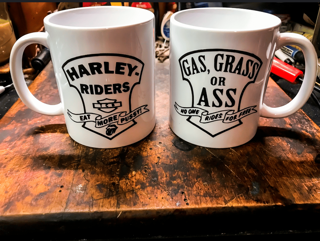 Image of Harley riders/gas grass 11oz coffee mugs