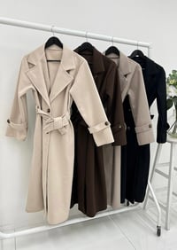 Image 2 of Lapel collar Belted Longline Coat