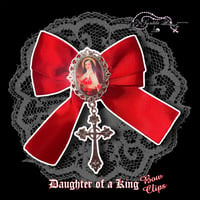 Image 1 of Red Daughter of a King Bow Clip - Silver Charm