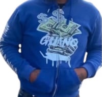 Image 2 of Distressed Blue Acid Wash  Guano $$ 2.0 hoodie 