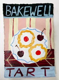 Bakewell Tart on claret & pink