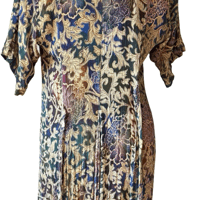 Image 8 of Vintage 90s Moody Floral Rayon Babydoll Maxi Dress by Starina -Women’s Size Medium 