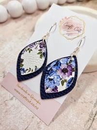 Image 2 of Navy Floral Layered Petal Earrings
