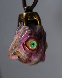 Image 6 of Egg of the King bruised pendant, leather cord, brass hardware