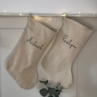 Image 4 of Personalised linen look stocking