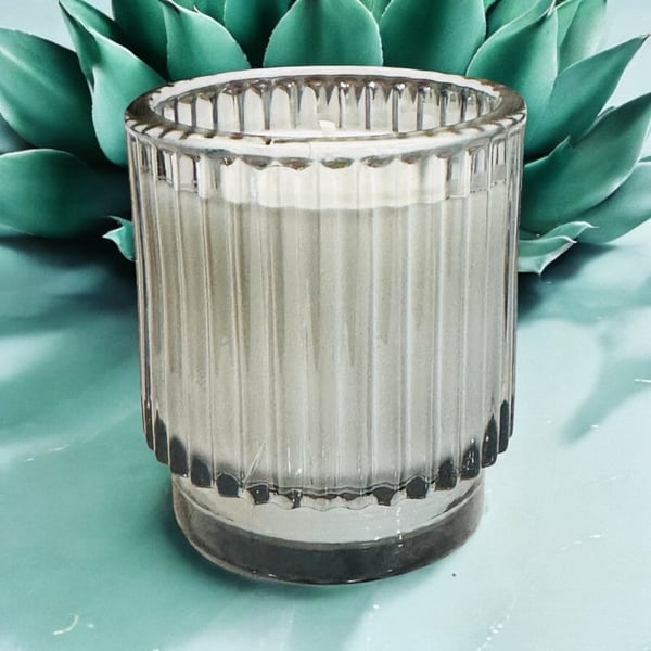 Image of Grey Ribbed Coconut Wax Candle 5.5 oz