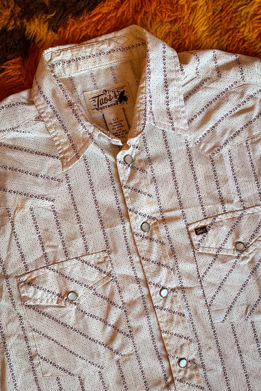 Vintage Mens  snap button western  short sleeves Size M