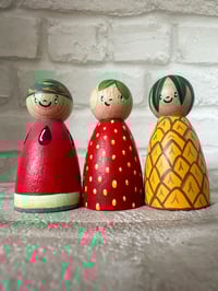 Image 1 of Fruit Peg Dolls - Strawberry/ Watermelon/ Pineapple - Set of 3