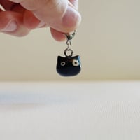 Image 2 of Black Cat with White Spot Stitch Marker