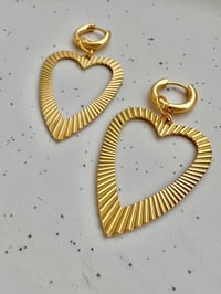 Image 1 of HEART BEAM EARRINGS ON MINI HOOP