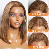 Image 4 of Golden Hour Highlight Straight Bob Wig – 13×4 Lace – P4/27 Honey Blonde Virgin Hair