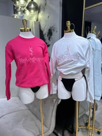 Image 2 of YSL Embroidered Crewneck Pink/Pink