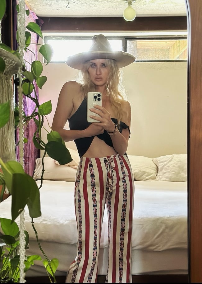 late 1960s union jack British lace up trousers 