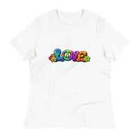 Image 2 of Women's Relaxed T-Shirt, Love, Peace and Flowers Hippie Flower Power Tee