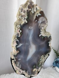 Image 2 of 6.4lb Flower Agate XL Rough Edge Crystal Slab with Custom Stand
