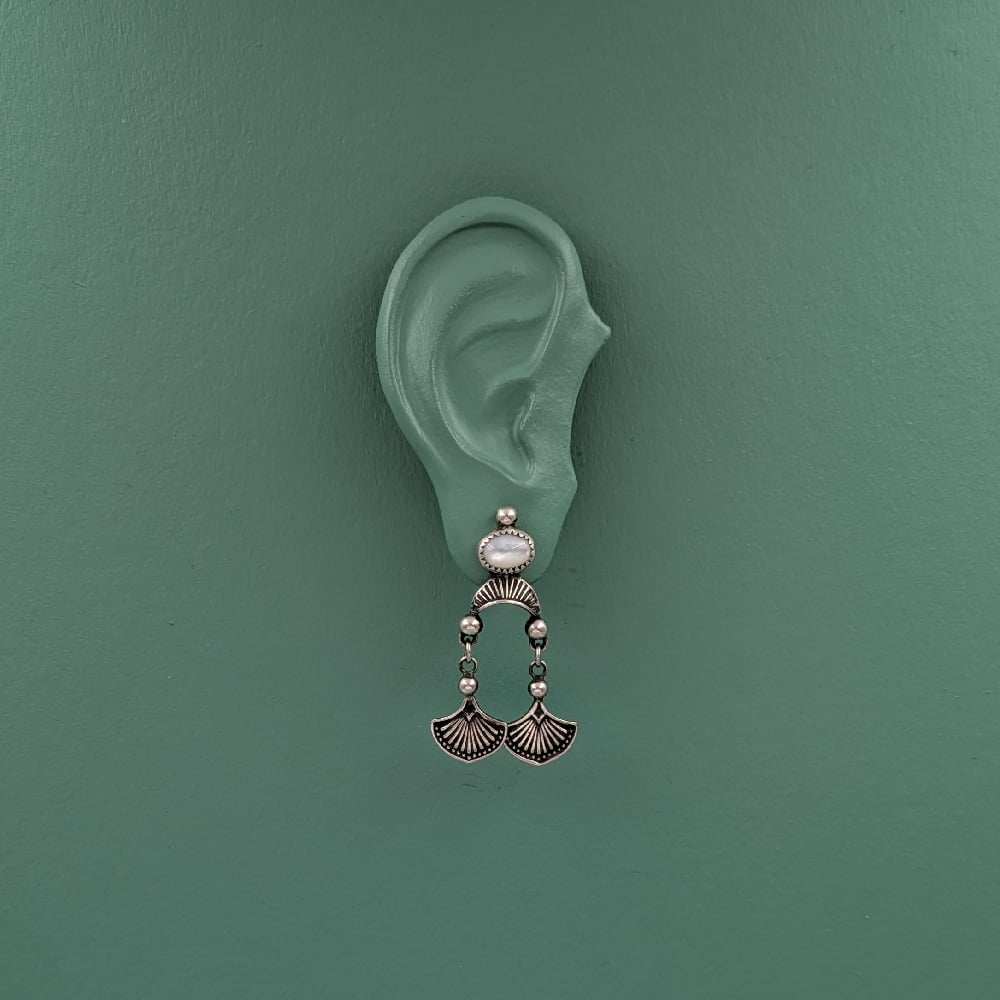 Image of White Mother Of Pearl Dangling Studs