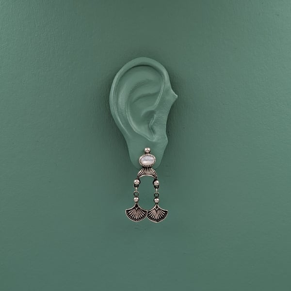 Image of White Mother Of Pearl Dangling Studs