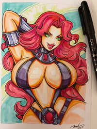 Image of starfire Original copic sketch signed