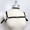 Velvet mini harness with heart-shaped beads and arm cuffs