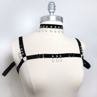 Image 1 of Velvet mini harness with heart-shaped beads and arm cuffs