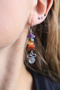 Image 1 of Rainbow Sterling Silver Spiral Earrings