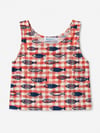 Fish & Gingham Cropped Tank sizes 8-20 with free post 