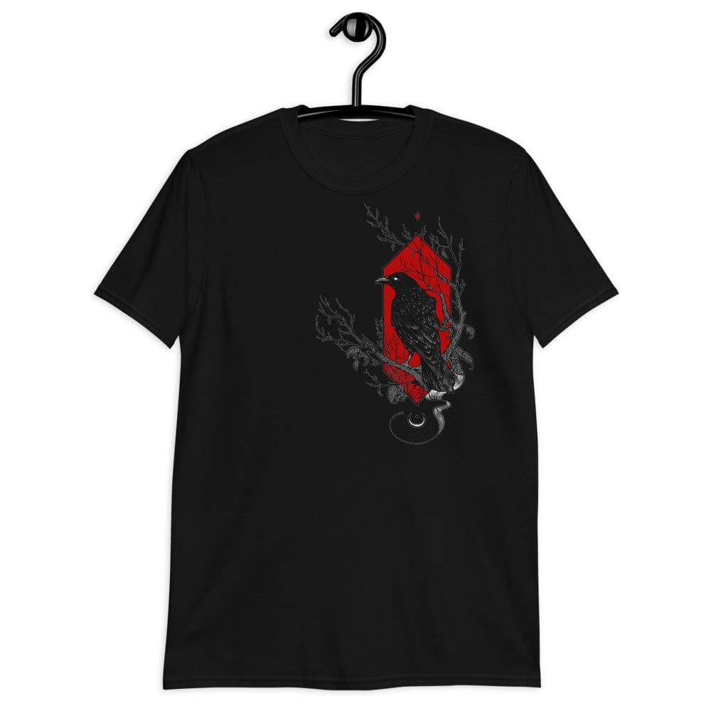 Image of Raven T-shirt / Black Hand Drawn Shirt / Black Raven / Esoteric Art / Gothic T-shirt / Raven Tattoo
