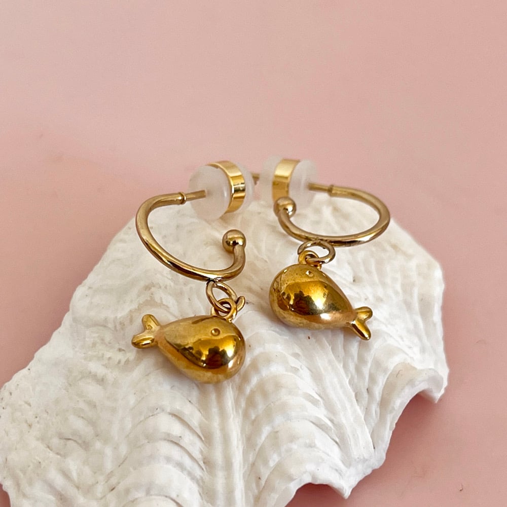 Image of Cute puffy fish Half Hoops 