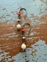 Image 2 of antique coral opal and pearl earrings