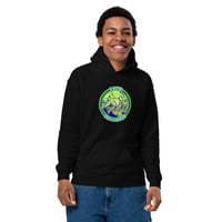 DinoWarp™ Youth heavy blend hoodie by Artist Mike Lemos