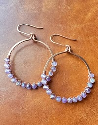 Image 1 of Amethyst Hoops (Copper)