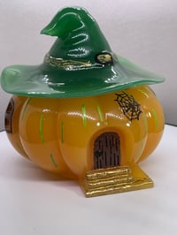 Image 4 of Resin Pumpkin Witch Hat House Jar