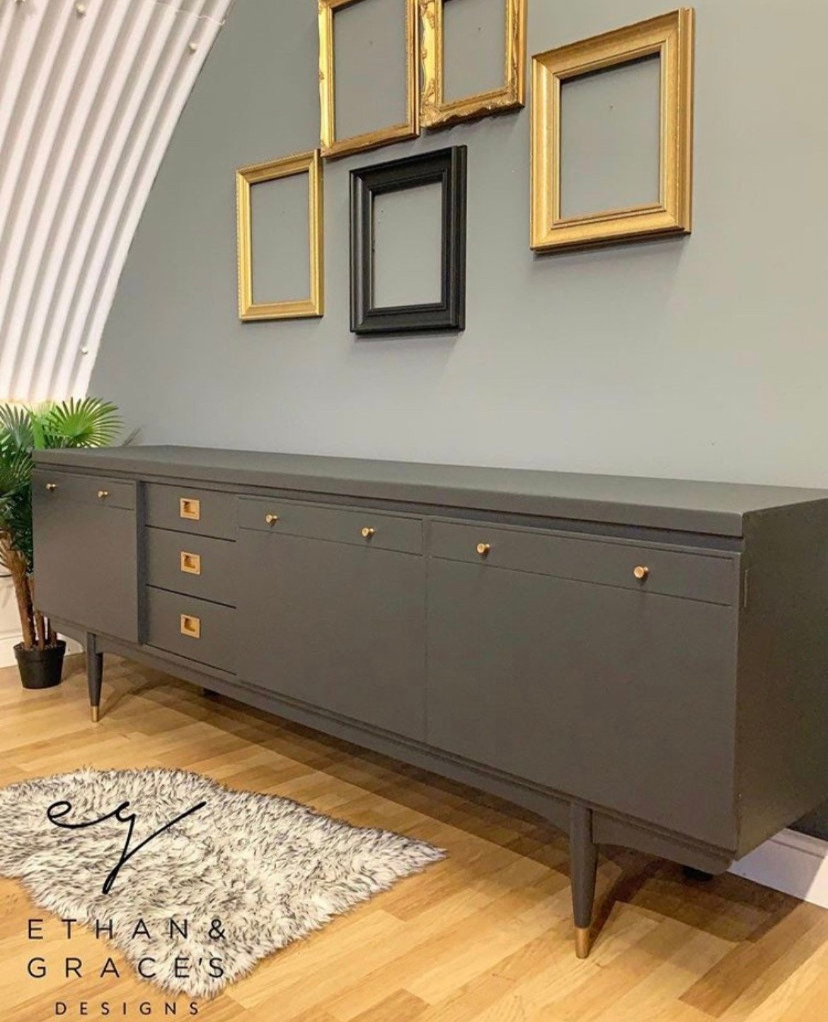 Image of Dark grey Thomas & Greaves 7ft sideboard in dark grey