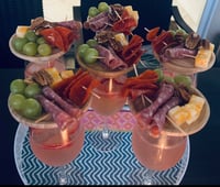 Image 3 of 4pcs Bamboo Wine Glass Charcuterie Topper, (Keep Bugs Out and Use as Small Appetizer Plate). 