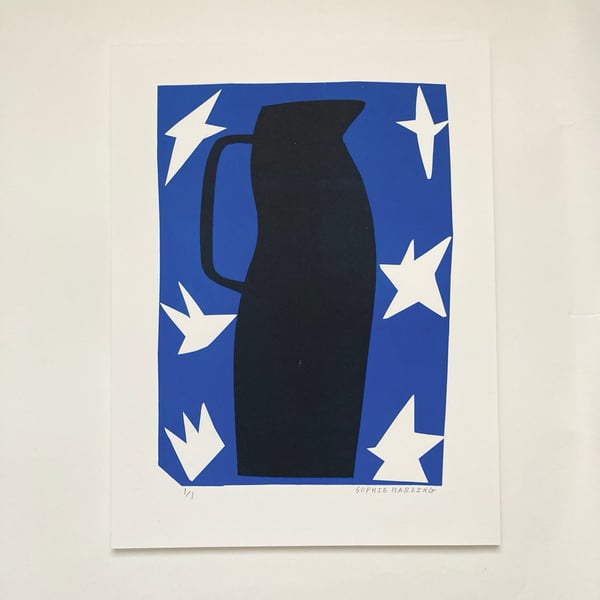 Image of Tall Jug and Stars handmade print