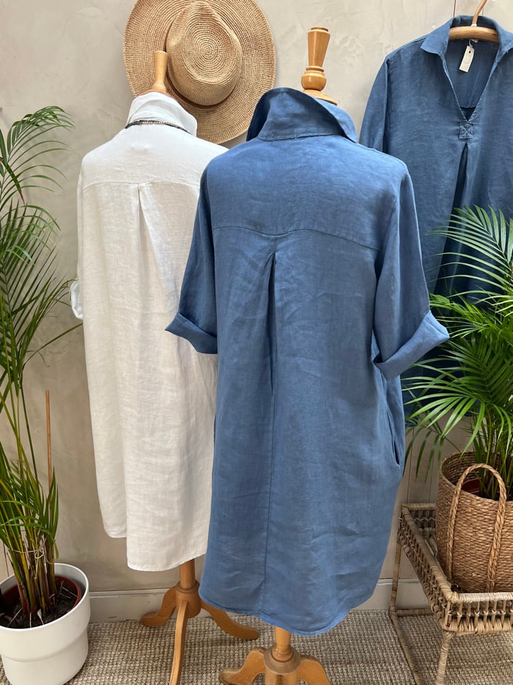 Image of Robe En Lin Daphné Bleu Jeans