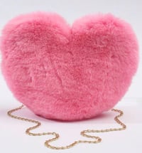 Image 2 of Pink Heart Shaped Fur Bag