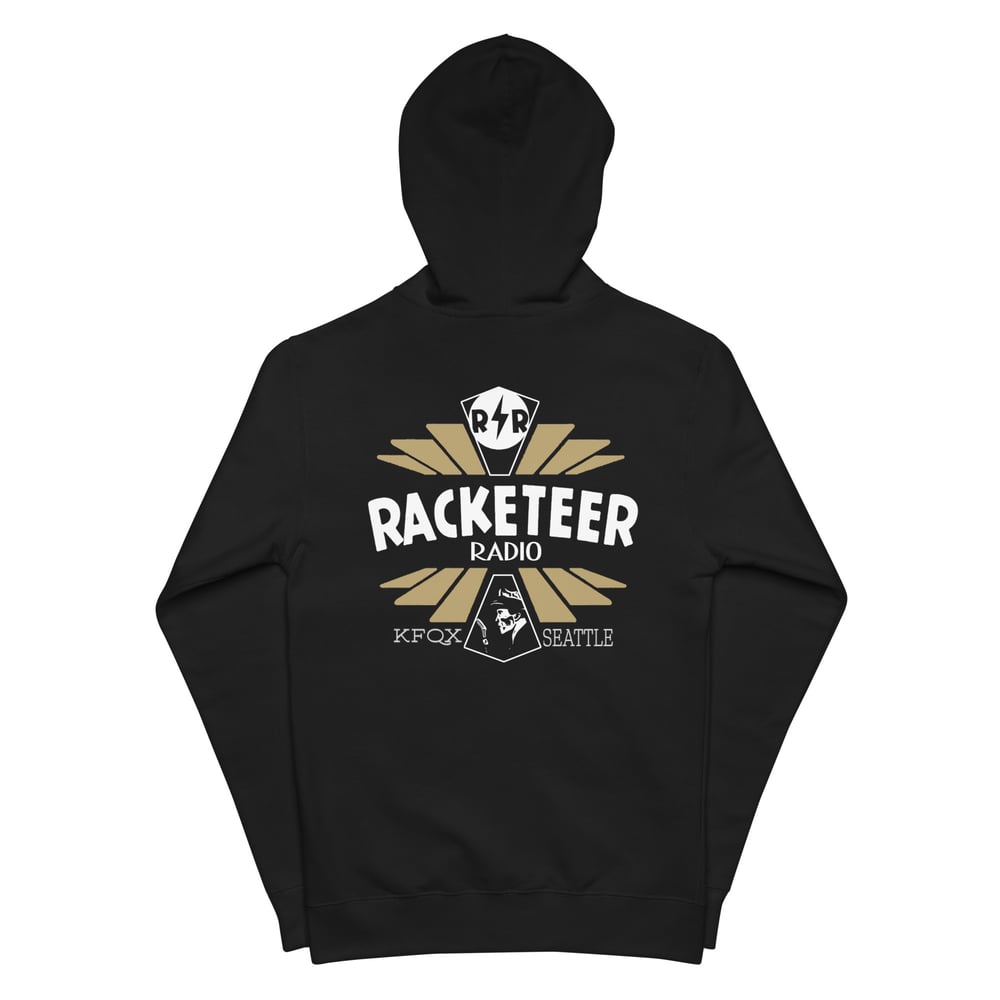 Racketeer Radio KFQX Logo Unisex fleece zip up hoodie