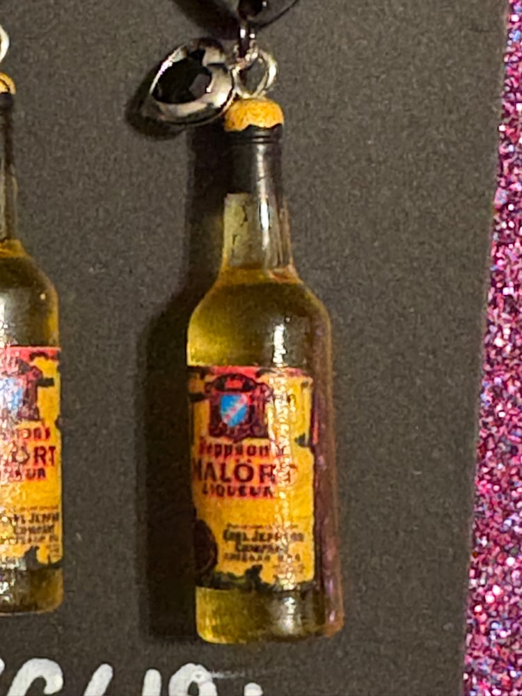Image of Malort mini bottle earrings 