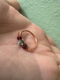 Image 5 of Size 5 Garnet & Moss Agate Copper Ring