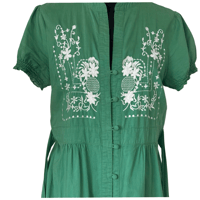 Image 8 of Sunny Girl Green Cotton A Line Embroidered Dress - Size L