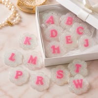 Image 2 of Monogram Tassel Keychain in Pink & White with Motivational Charm